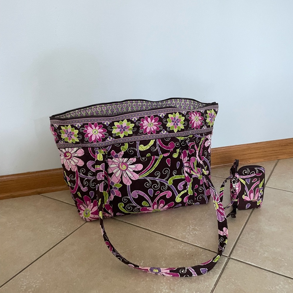 Vera Bradley Bundle Purple Punch tote and ID wallet wristlet.  Gently used.